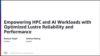 LUG 2026: Empowering HPC and AI Workloads with Optimized Lustre Reliability and Performance
