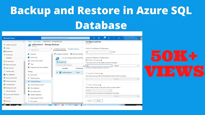 Backup and Restore in Azure SQL Database