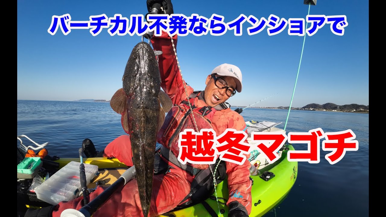 真冬のカヤックフィッシング、バーチカル不発！インショアで越冬マゴチ！