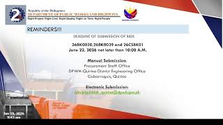 Procurement Livestream for DPWH Quirino District Engineering Office on June 10, 2026