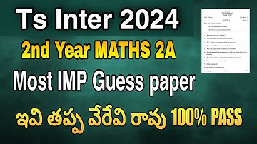TS INTER MATHS 2A MAIN IMPORTANT QUESTIONS 2024 MATHS 2A INTER 2nd YEAR 2024 IMP QUESTIONS PASS BITS