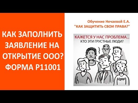 Открыть ООО 2019  Заявление на регистрацию ООО Р11001