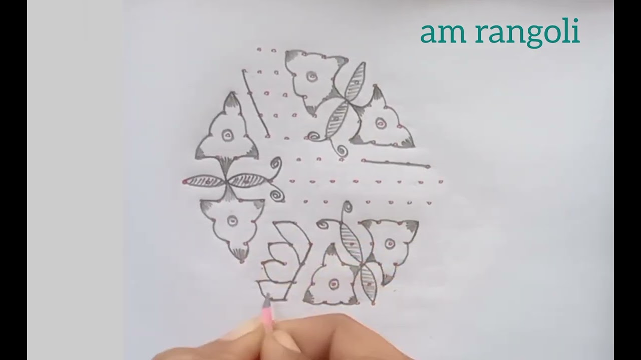 Simple 13×7 dots Butterfly🦋and Lotus🌸design | art | kolam | viralvideo | muggulu | @AMrangolivlogs25