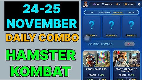 HAMSTER KOMBAT GAMEDEV DAILY COMBO | HAMSTER KOMBAT DAILY COMBO | 24 NOVEMBER HAMSTER DAILY COMBO |