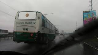 Rainy run Baliwag Transit Inc bus number 9996 Nov 1, 2017