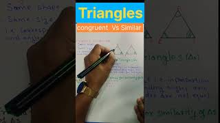 Congruent triangles Vs  Similar triangles |  Triangles  |  maths | shorts | viral |