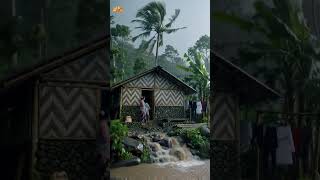 Tranquil Yet Powerful Heavy Rain in a Rural Village 🌧️