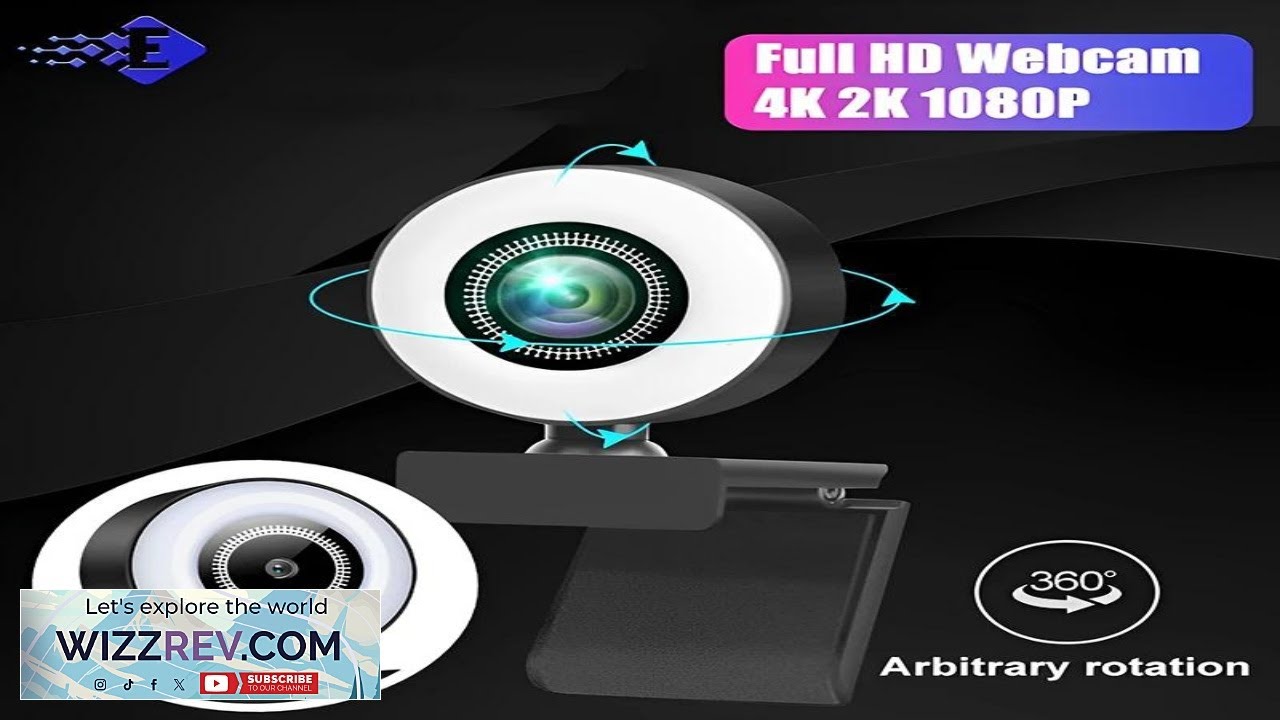 4K Webcam Mini Camera Full HD Webcam With Ring Fill Light Microphone