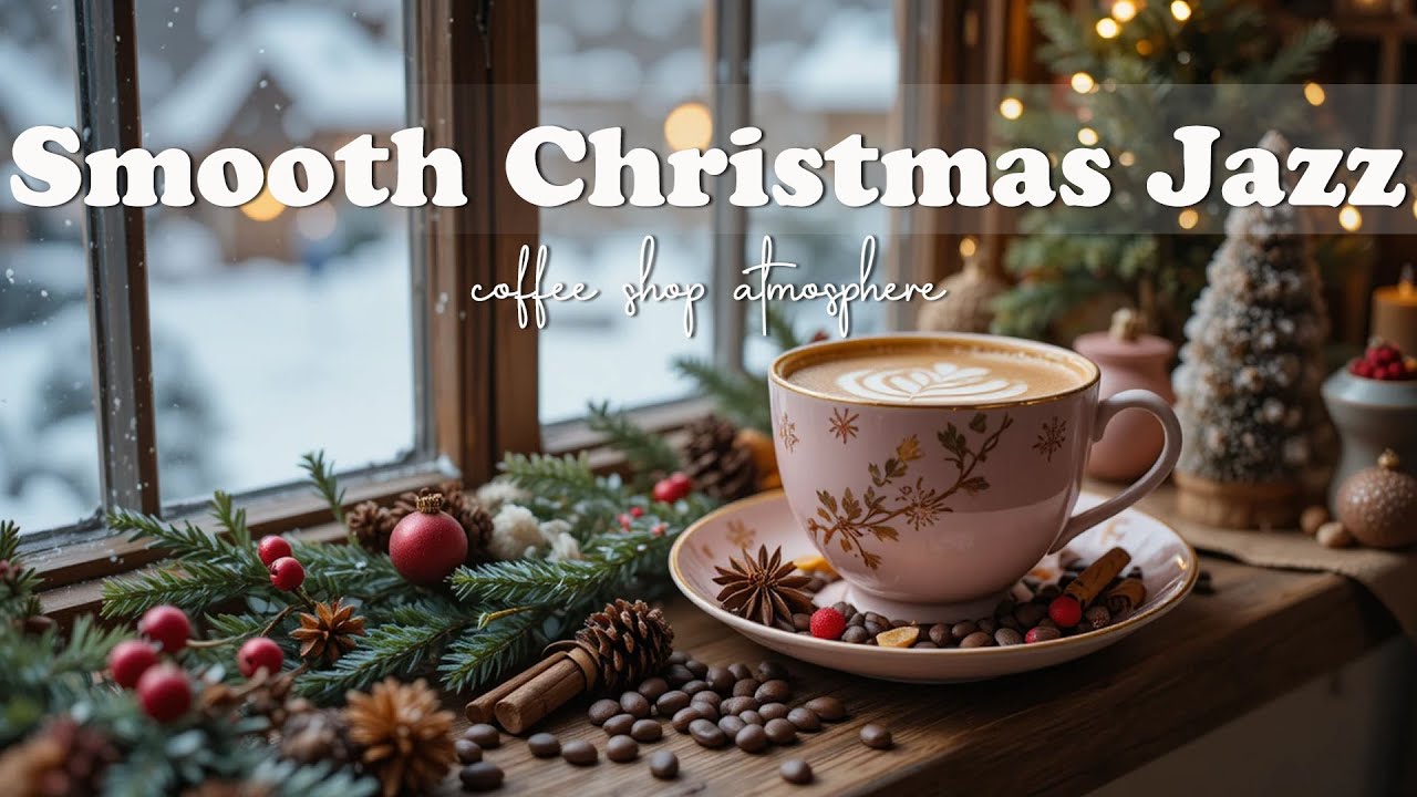Stress Relief with Smooth Christmas Jazz Music 🎄 Warm Jazz Music at Christmas Coffee Shop Ambience