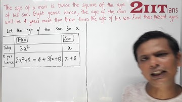 Quadratic Equations Ex5.5 Q43 Class X ICSE Maths | The age of a man is twice the square of the age