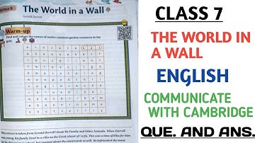 Class 7 | THE WORLD IN WALL | Cambridge | Que And Ans | English |    @nksclasses