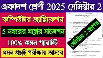 Class 11 Computer Application Second Semester Suggestion 2025 | Class XI Computer Application Sem 2
