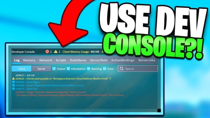 ROBLOX STUDIO  How to use the Output/Developer Console (Parts, WalkSpeed,  JumpPower) 