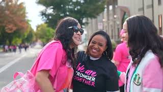 Reba and GeNienne surprise breast cancer survivors at Making Strides walk