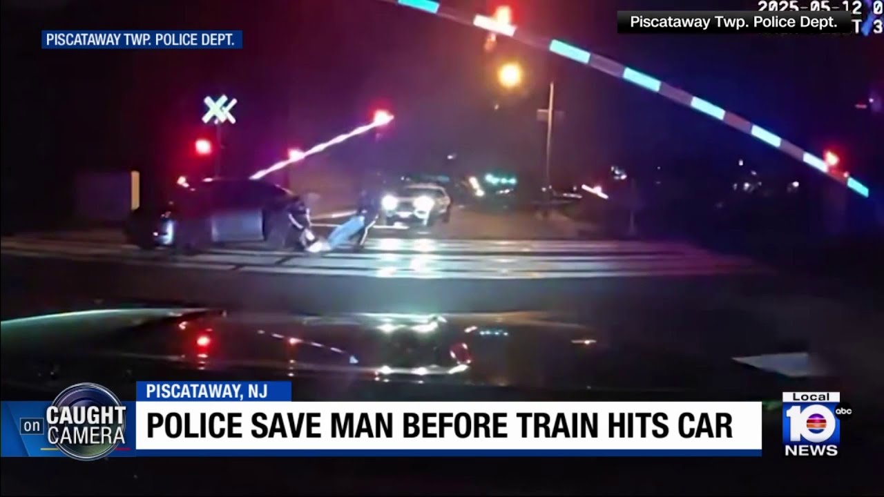 New Jersey police rescue man whose car was sitting on train tracks ...