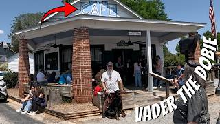 Doberman Visits the Whistle Stop Cafe… Small Town, Big Moment 🍅🐶