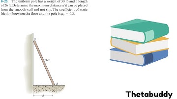 Statics 8.25 - Determine the maximum distance d it can be placed from the smooth wall and not slip.