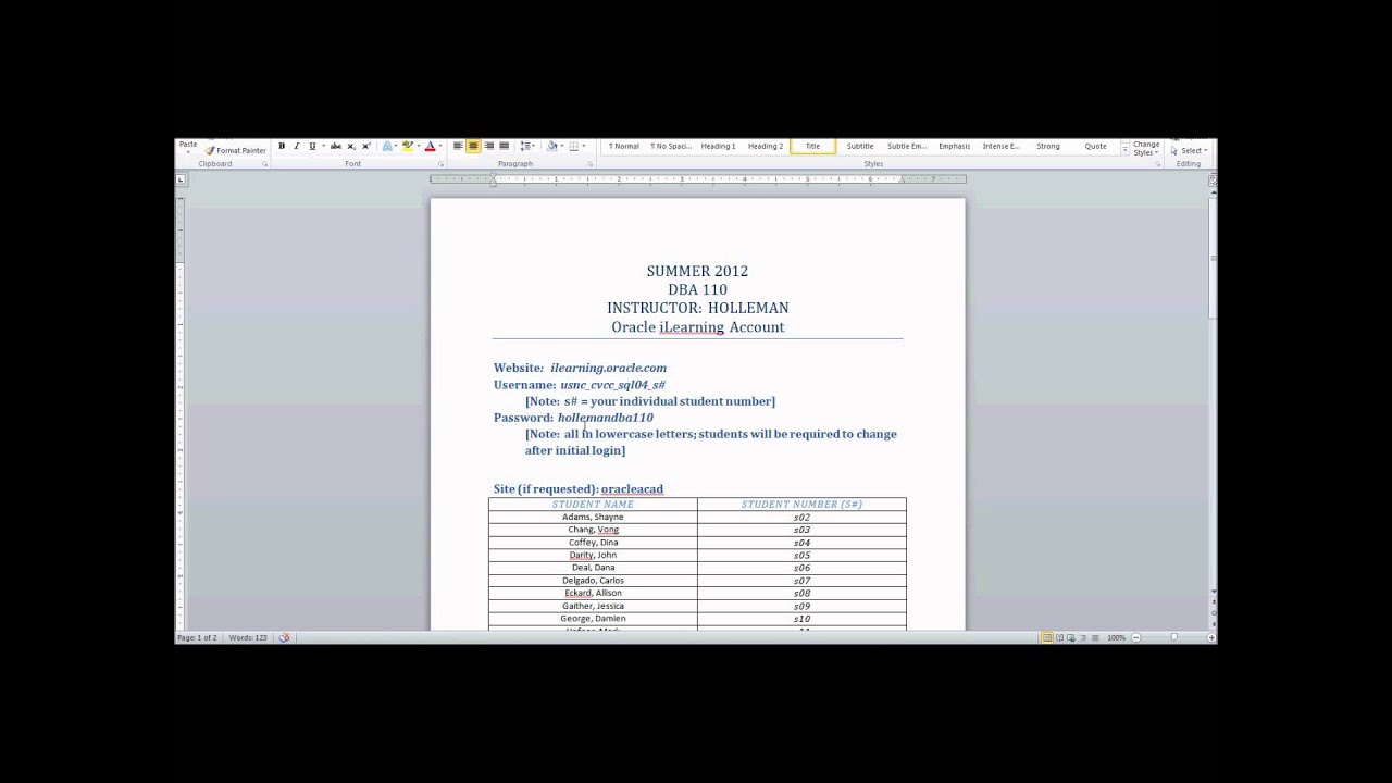 Logging Into and Using Oracle iLearning Video