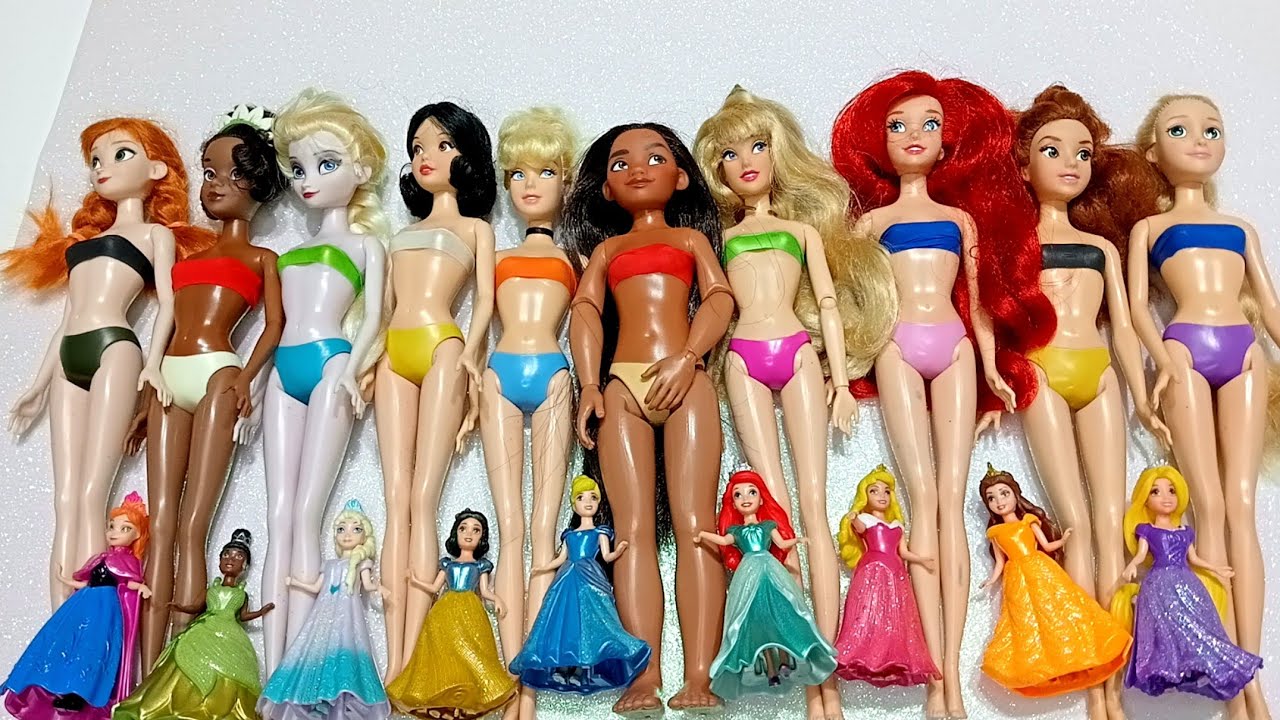 Rainbow Disney Princess Doll Mattel and Original Dolls ~ DIY Miniature Dress Satisfying Dolls ASMR