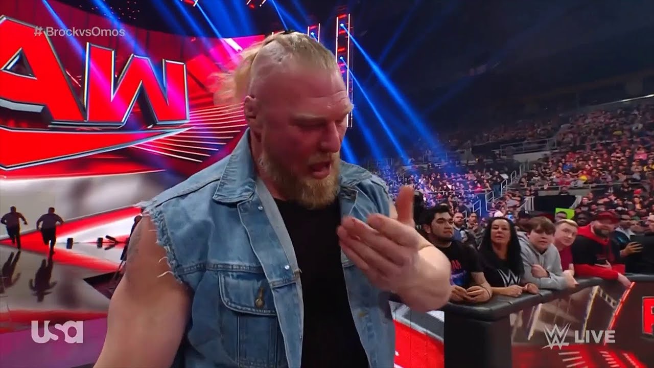 Brock Lesnar Goes Over the Top Rope By Omos on WWE Raw (Mar. 13, 2023 ...
