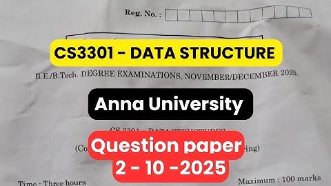 CS3301 Data structure Question paper 2025