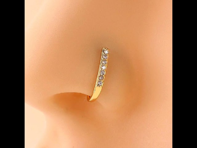 Golden Gold Plated AD Studded Multiple Half Moon Designed Nath/Nose Ring,  God at Rs 149/piece in Ghaziabad