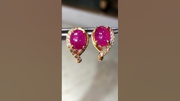 HV983-21 | Bông tai nữ vàng 10k đá ruby Lục Yên - Giá 6.900k - 0921.400.999
