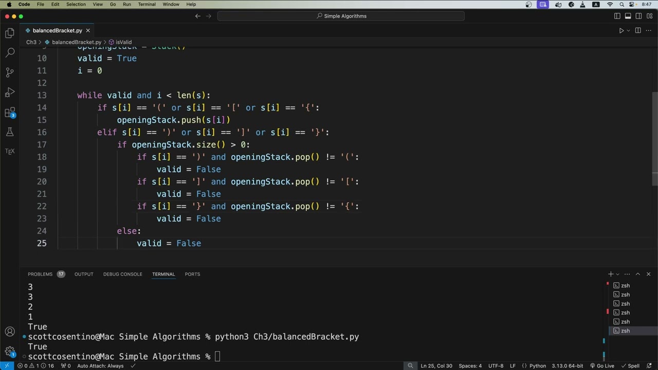 Algorithms and Data Structures Made Easy - Stack Practice: Valid Brackets