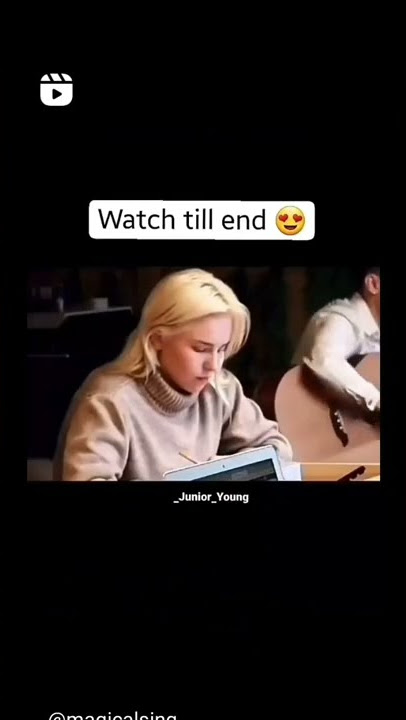 a boy play guitar in library till the end