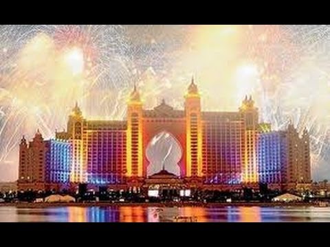 Dubai Palm Island Jumeira Fireworks 2014 Live HD Aerial ...