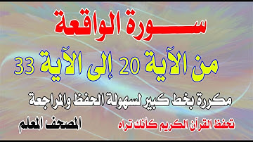 سورة الواقعة مكررة من الآية 20 إلى الآية 33 بخط كبيرSurat Al-Waqi’ah repeated from verse20to verse33