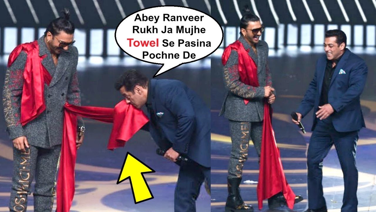 Salman Khan Wipes His Sweat From Ranveer Singh Outfit At IIFA Awards 2019 