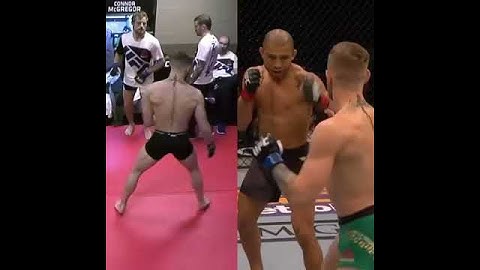 Conor McGregor practicing the exact punch he used to knock out Jose Aldo before the fight