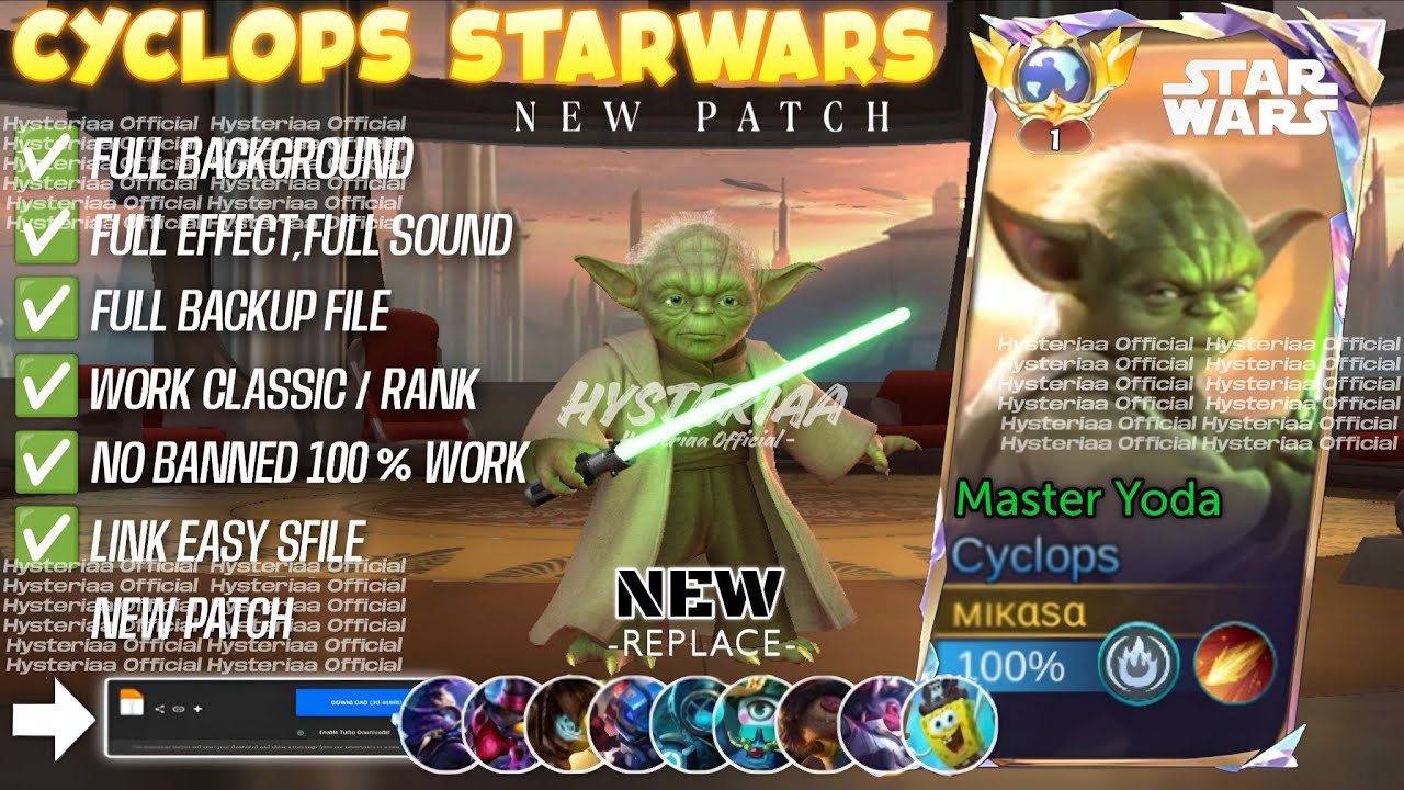 Script Skin Cyclops Starwars - Master Yoda No Password Full Effect & Sfx | UPDATE