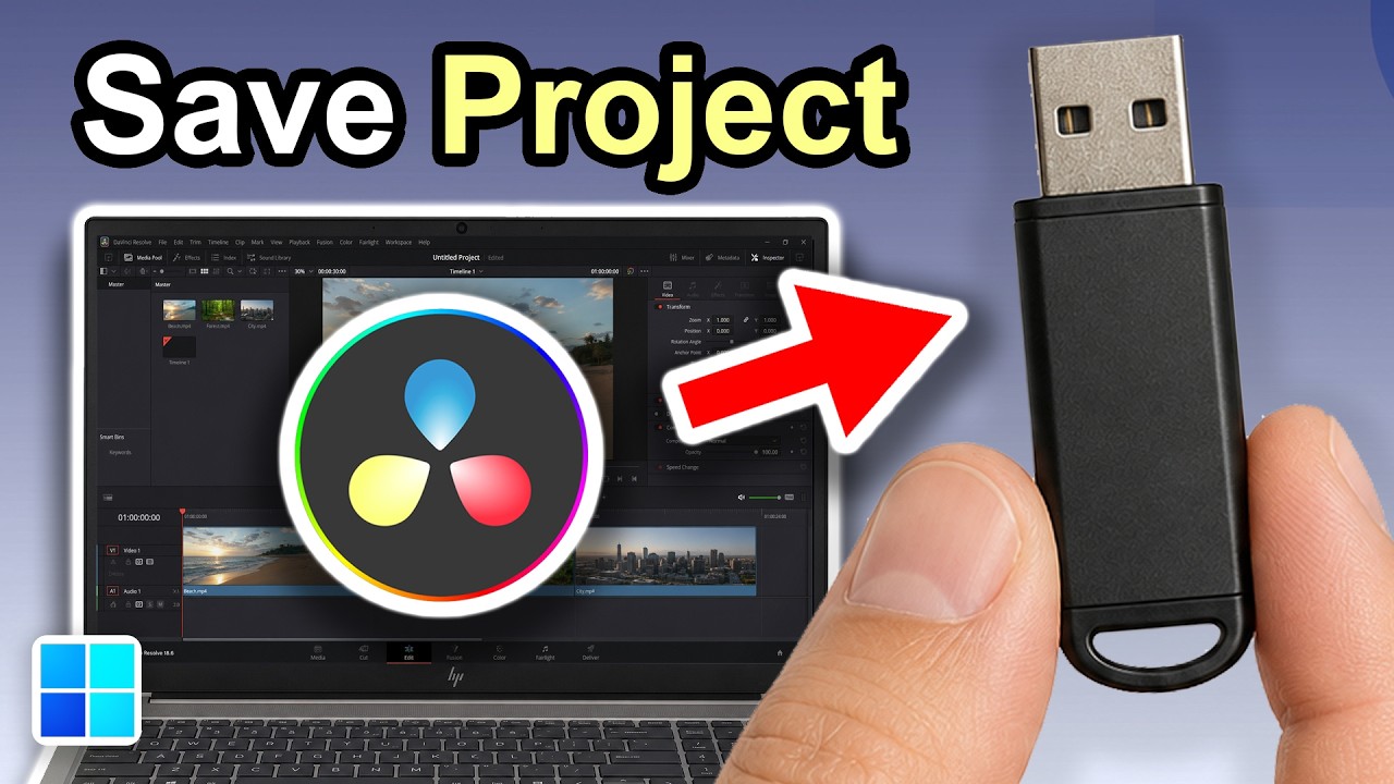 How To Save DaVinci Resolve Project to USB Flash Drive (Step By