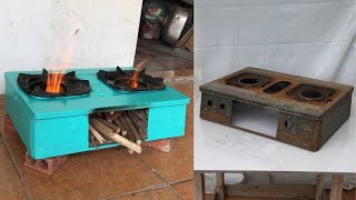 The idea of ​​making a wood stove from an old gas stove and Cement