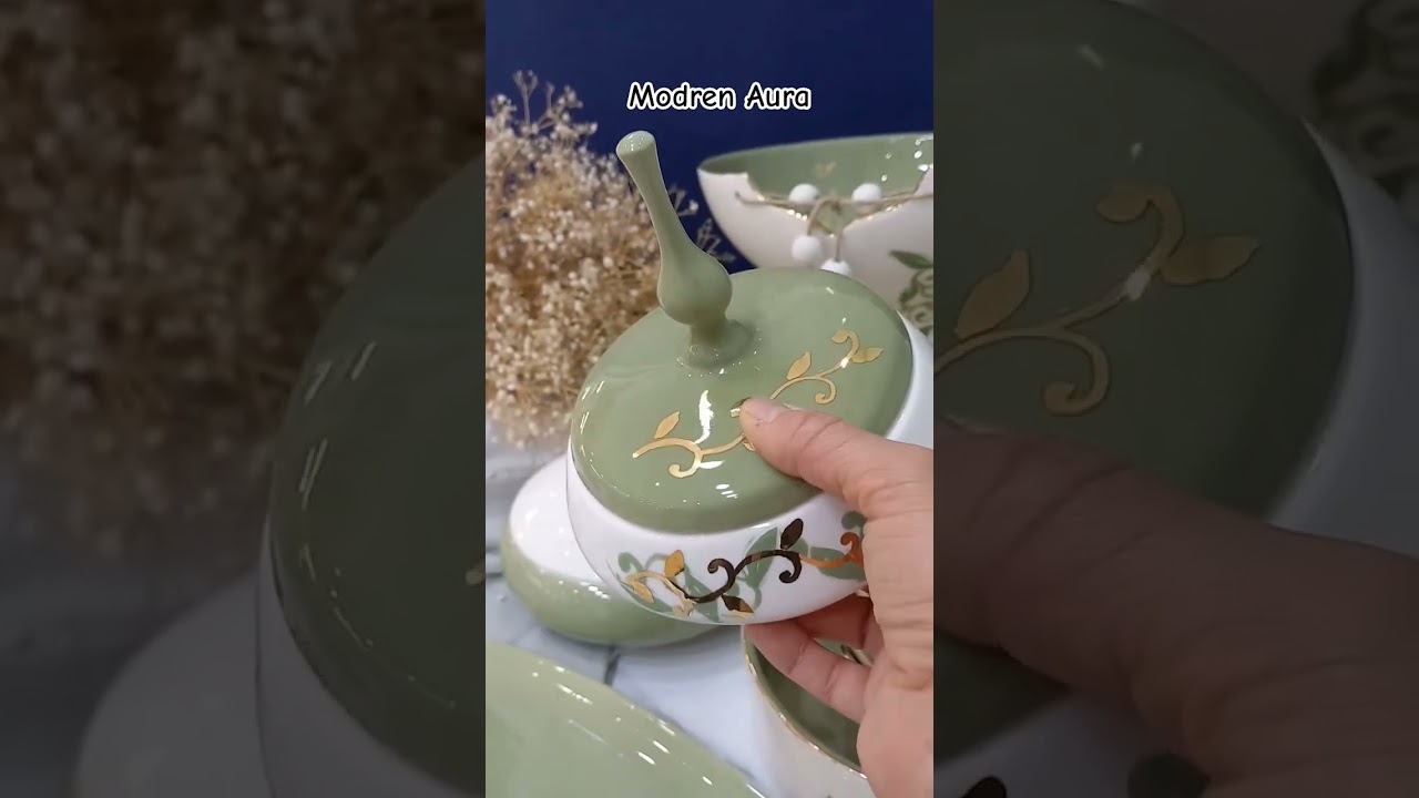 Elegant Green Ceramic Tableware | Modern Aura European Kitchen Collection 2025.