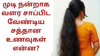 முடி நன்றாக வளர சாப்பிட வேண்டிய சத்தான உணவுகள் | Healthy And Strong Hair Growth Foods in Tamil