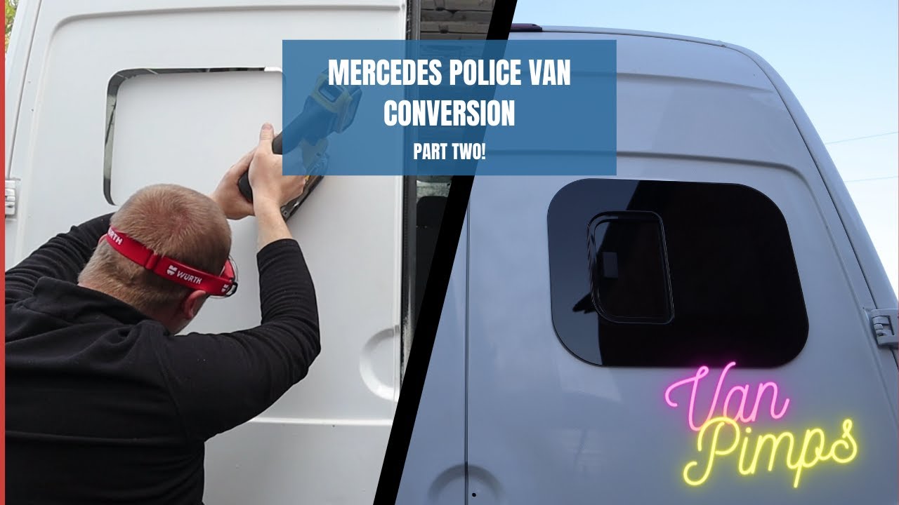 Mercedes police van conversion part 2 vanpimps universal windows and dodo sound proofing
