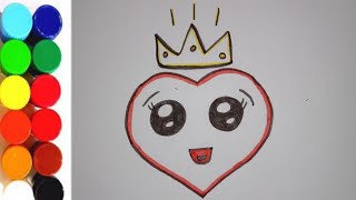 How to draw a cute Heart❤️ | Smiley Heart Face Drawing | Easy Drawing For Kids | Kinder Artland