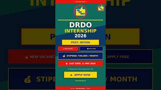 DRDO Internship 2026 | Engineering &amp; Science Students|#DRDOInternship #Shorts #jobsmstoday #govtjobs