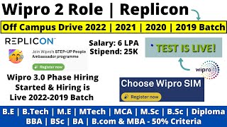Wipro 3.0 Phase Hiring Started & Exam is Live for 2022-2019 Batch As Wipro SIM & SET - UP Role Apply