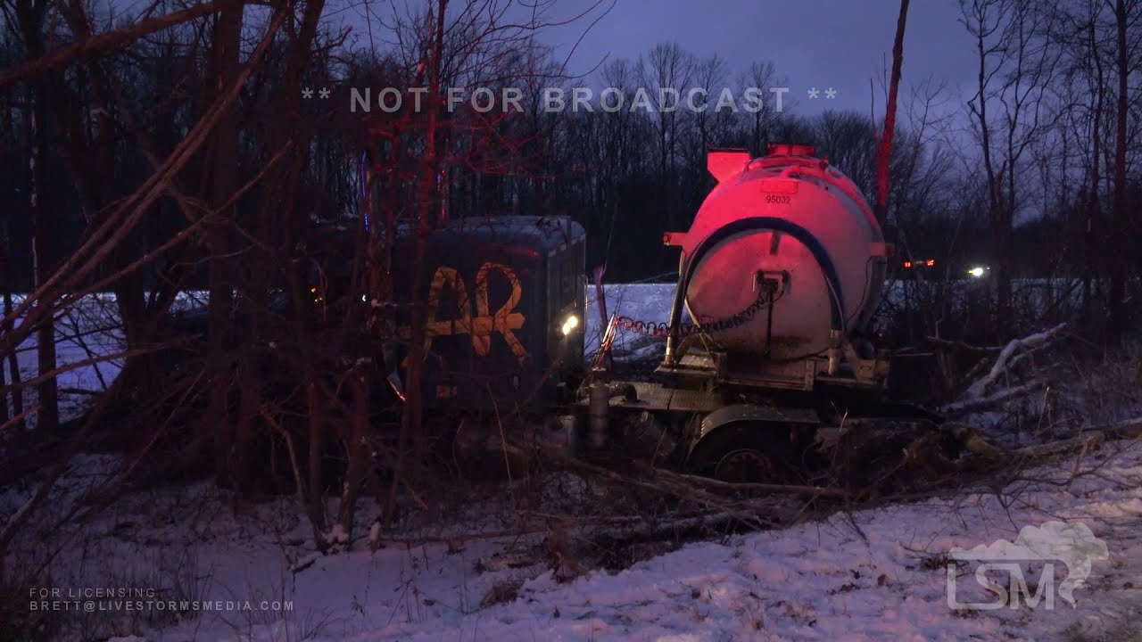 1-10-2022 Girard Township, PA - I-90 Semi Slides Off Road, Jackknifes into Woods - Lake Effect Snow