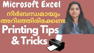 Top Excel Printing Tips & Tricks -Microsoft Excel MalayalamTutorial
