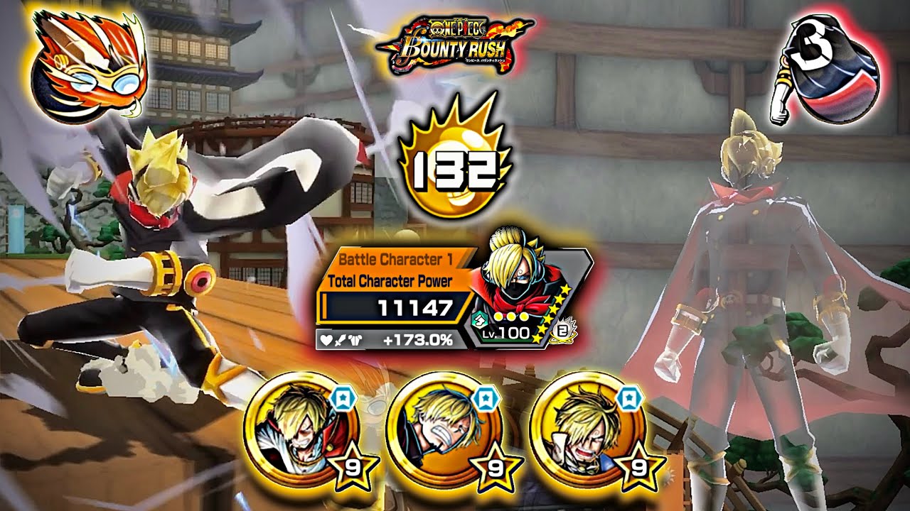 Stealth Black Soba Mask with [Triple Sanji Medal Set] Showcase | One Piece Bounty Rush