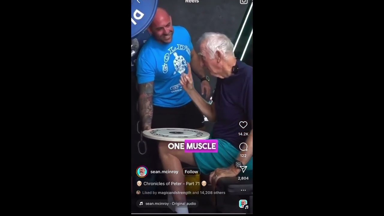 Personal trainer can't help but laugh at his client's jokes!