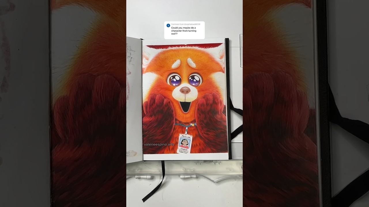 ASMR Drawing Red Panda from Turning Red 