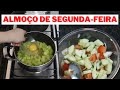 ALMOÇO DE SEGUNDA RÁPIDO/ Feijão com calabresa e bacon, salada de pepino e chuchu com ovos