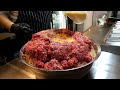 100% 쇠고기, 치즈 함박 스테이크 / 100% beef, cheese hamburger steak - korean street food