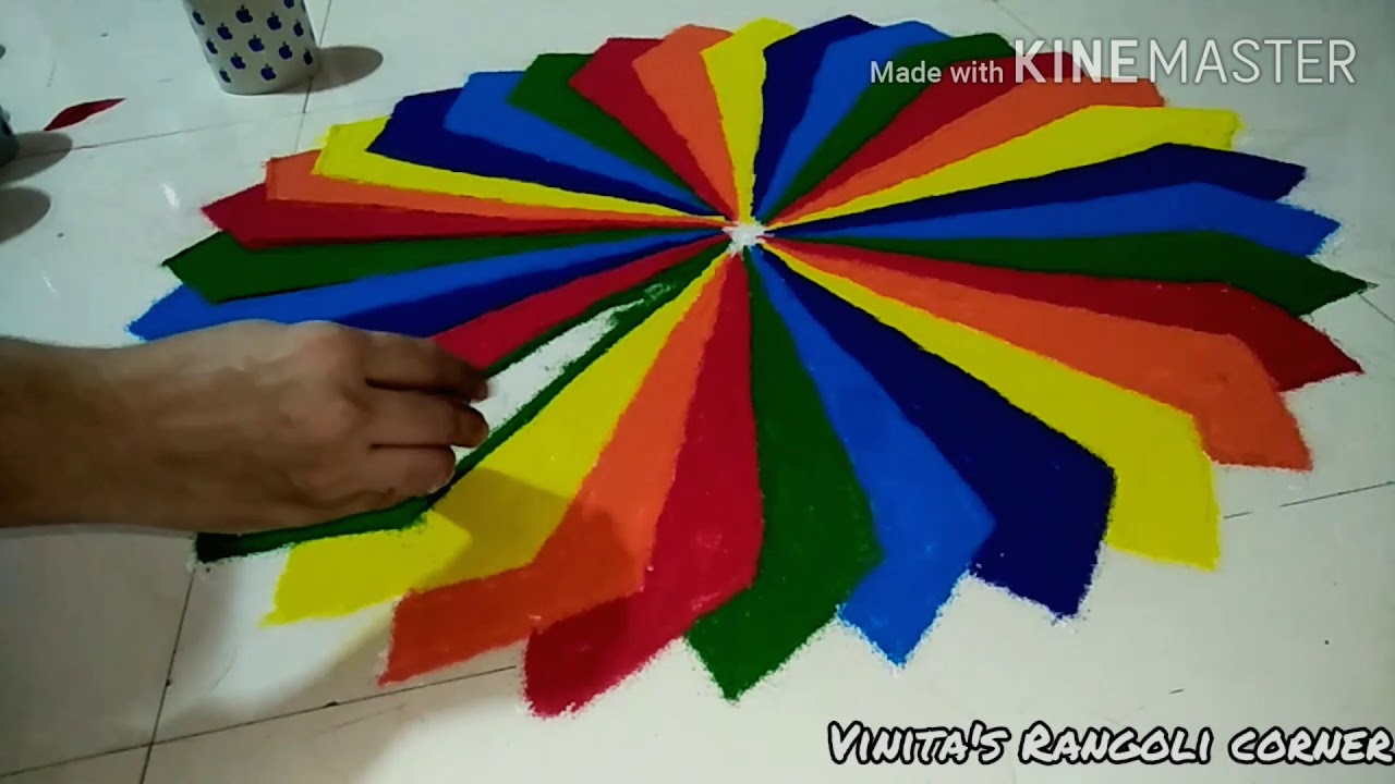 Multocolored Rangoli Easy and beautiful multicolored rangoli/ rangoli for every occasions ...